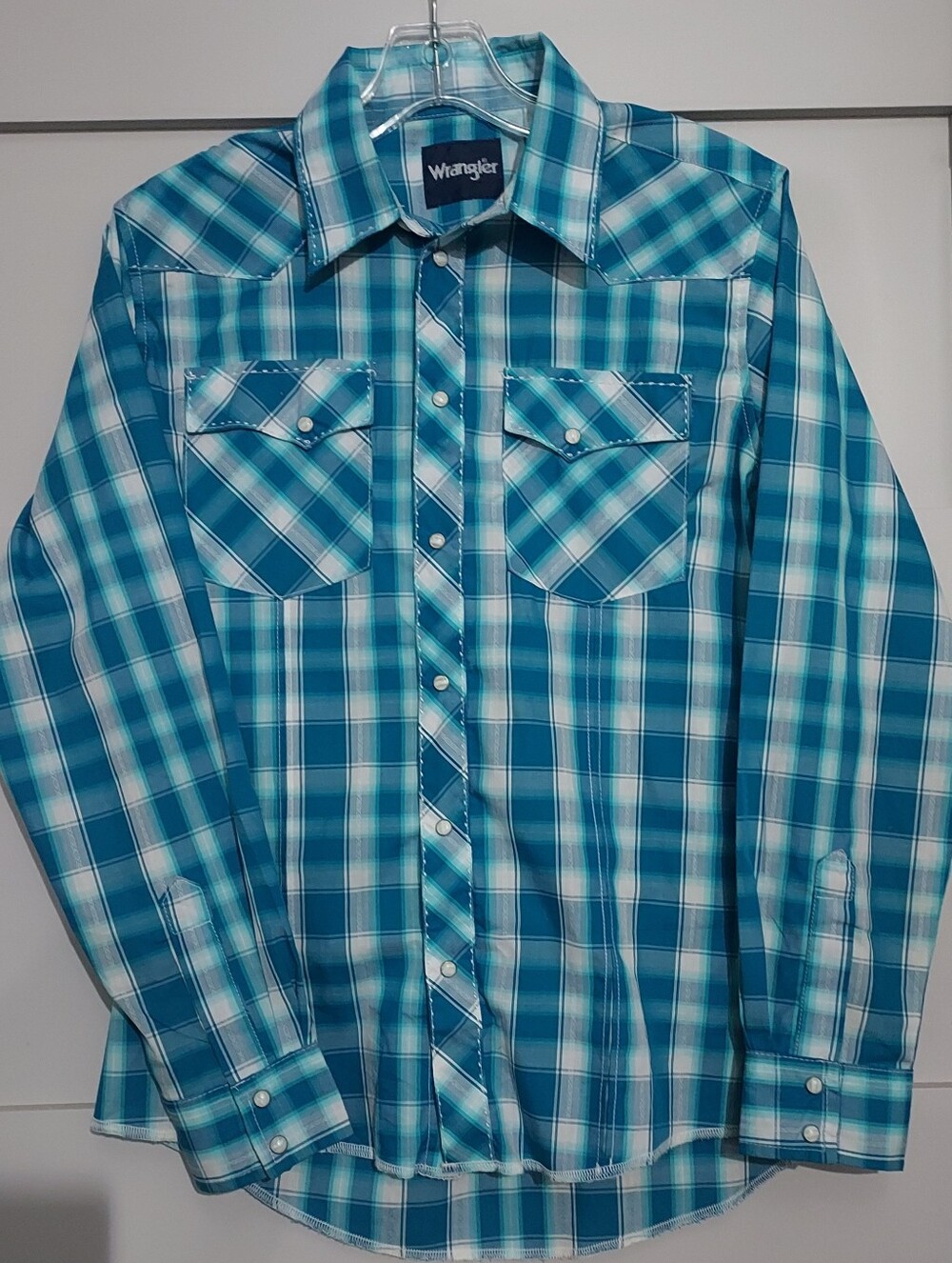 Like New Wrangler Western Pearl Snap Button Down Shirt BOYS/KIDS XL